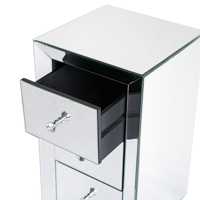 11.8cm W Reclaimed Wood Bedside Table, Silver