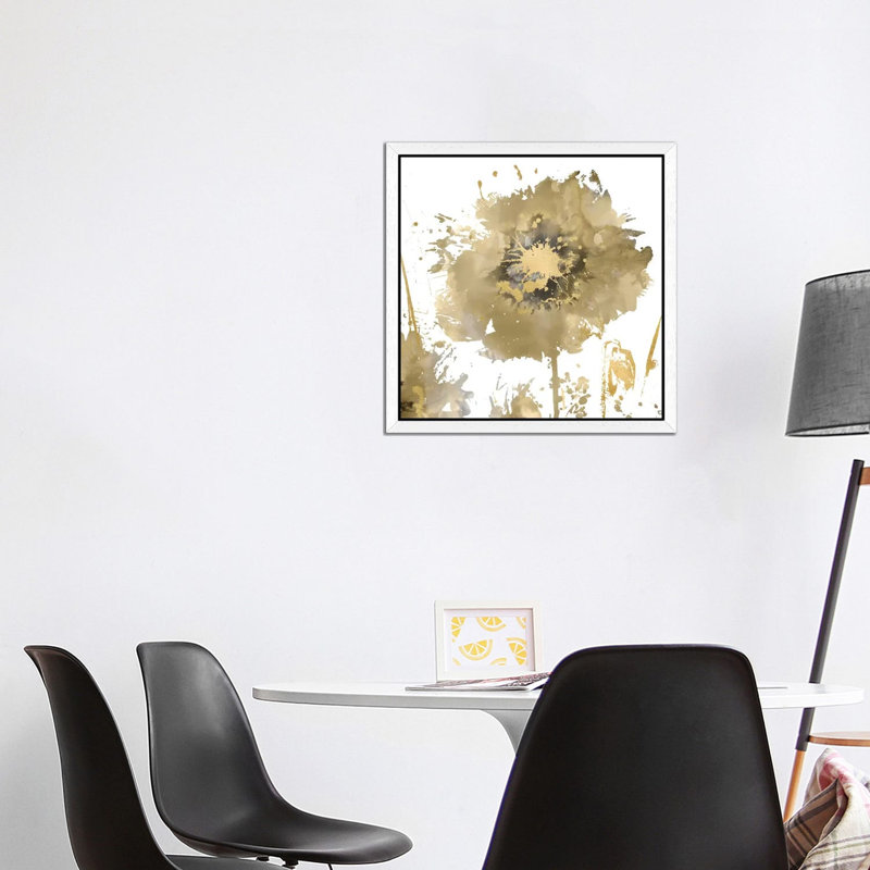 Flower Burst In Gold I by Vanessa Austin - Print on Canvas, White Framed, 45.72 cm H x 45.72 cm W