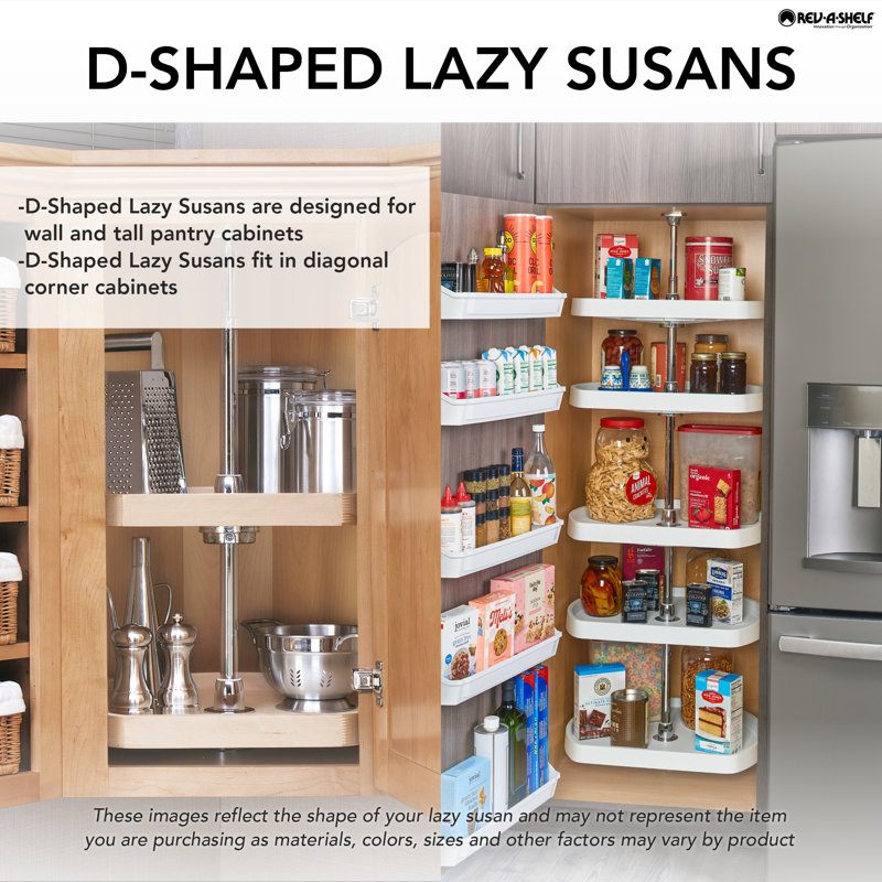 Polymer D Shape Lazy Susan, 20" W, White