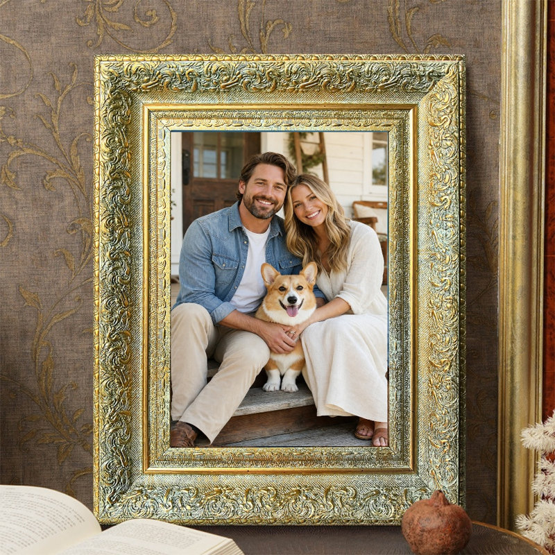 Cadre photo orné antique 3 pièces 5 "x 7" avec support de table et crochets muraux
