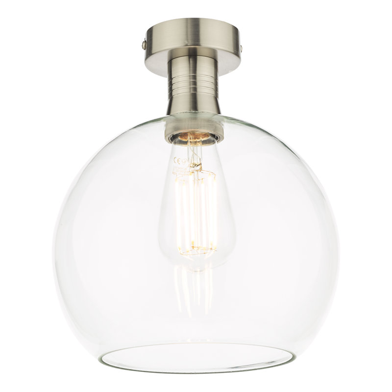 EMERSON 1LT SEMI FLUSH CW ROUND CLEAR GLASS, Antique Chrome