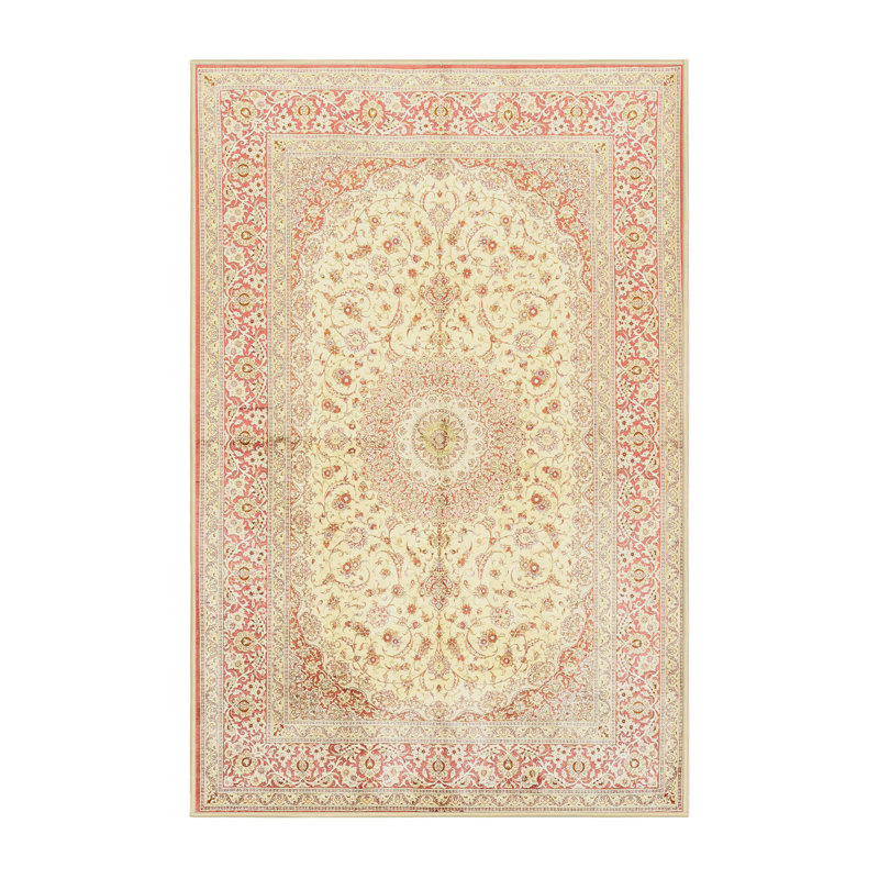 Beige clair à motif oriental/pêche Tapis décoratif Dyer avenue, Rectangle 5 pi x 7 pi