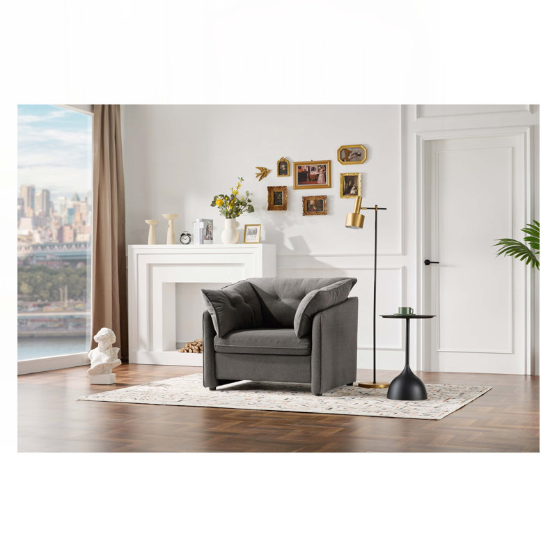 Fauteuil d'appoint en chenille surdimensionné, Chenille grise