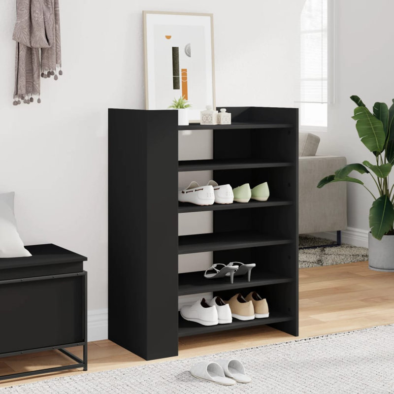 Shoe Cabinet 74.5X37.5X100 Cm Engineered Wood, Black