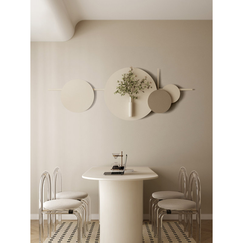 Cream-Colored Metal With Lighted Decorative Panels, 20.47" H x 55.12" W x 1.18" D