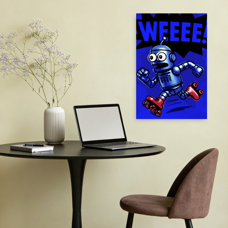 «Roller Skating Robot Classic Energetic Playful», reproduction d'art mural, H 24 po x l 16 po
