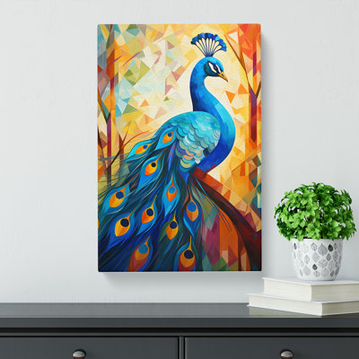 Peacock Cubism - Wrapped Canvas Print