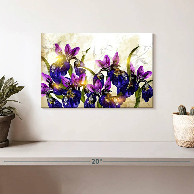 Fleurs d'iris en fleurs, H 8 po x l 12 po