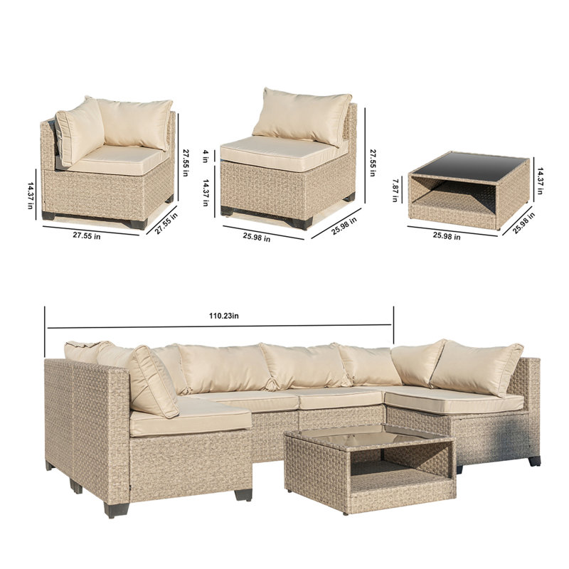 Ensemble de mobilier de patio 8 pièces, Kaki clair / beige