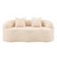 Canapé de compression beige pour petits espaces de bureau, sans assemblage, rembourrage à haute densité crème incurvé avec accoudoir rond et 2 coussins pour chambre à coucher, style élégant-431437406