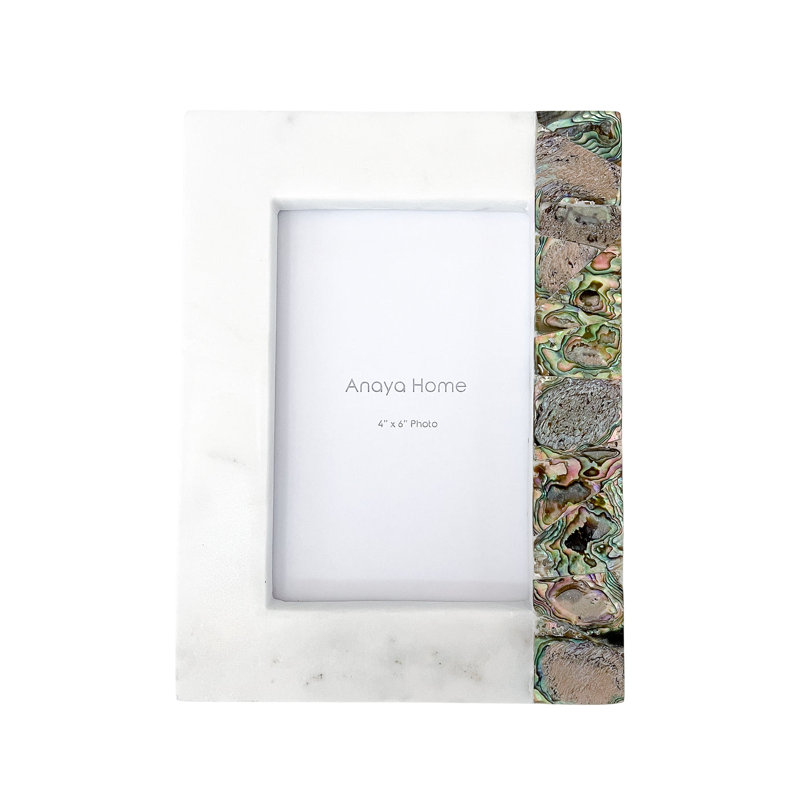 4x6 White Marble and Rainbow Mother of Pearl Picture Frame