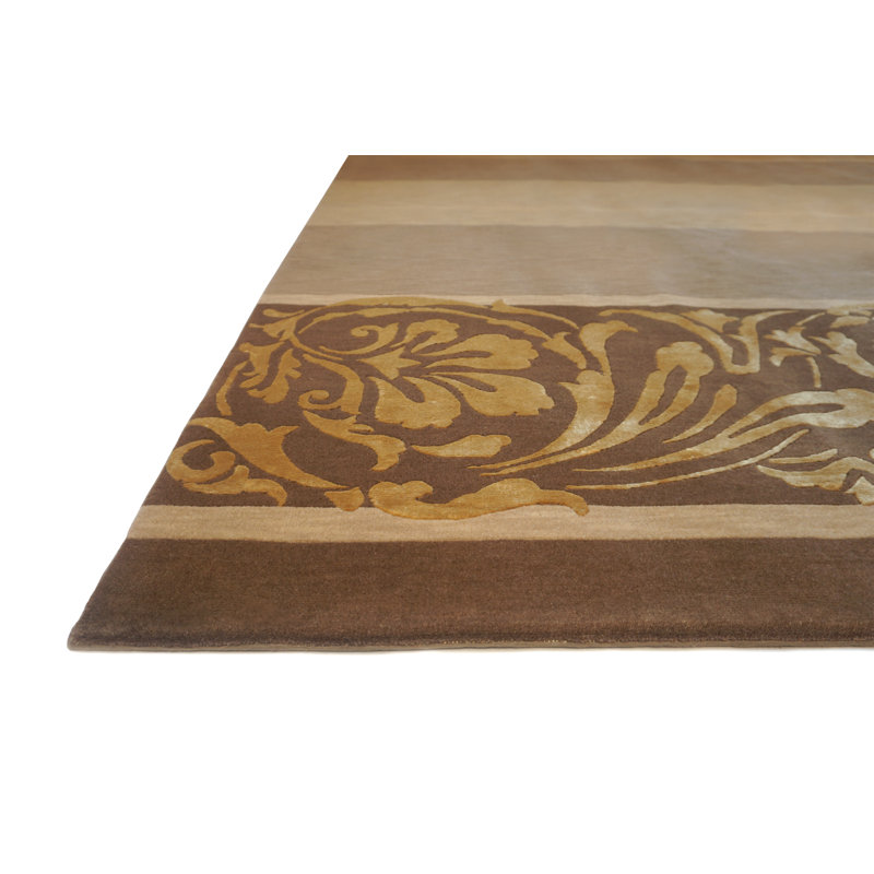 Tapis taupe présidentiel à motif floral noué à la main, Rectangle 6 pi x 9 pi