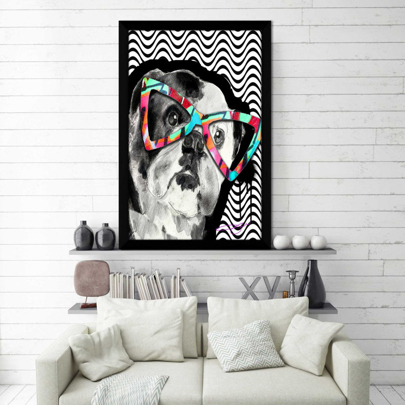 " Bulldog (Vertical) " by By Jodi, Black Framed, 39.5" H x 27.5" W x 0.75" D