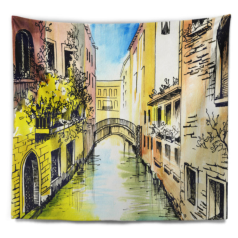 Canal à la tapisserie de venise Cityscape, H 32 po x l 39 po