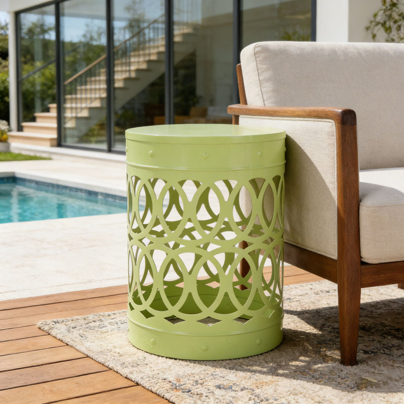 Table de bout d'extérieur en métal, Vert, 1
