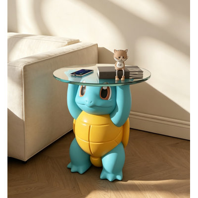 Novelty Pokemon-Inspired Squirtle Coffee Table, 3D Resin Sculpture Side Table