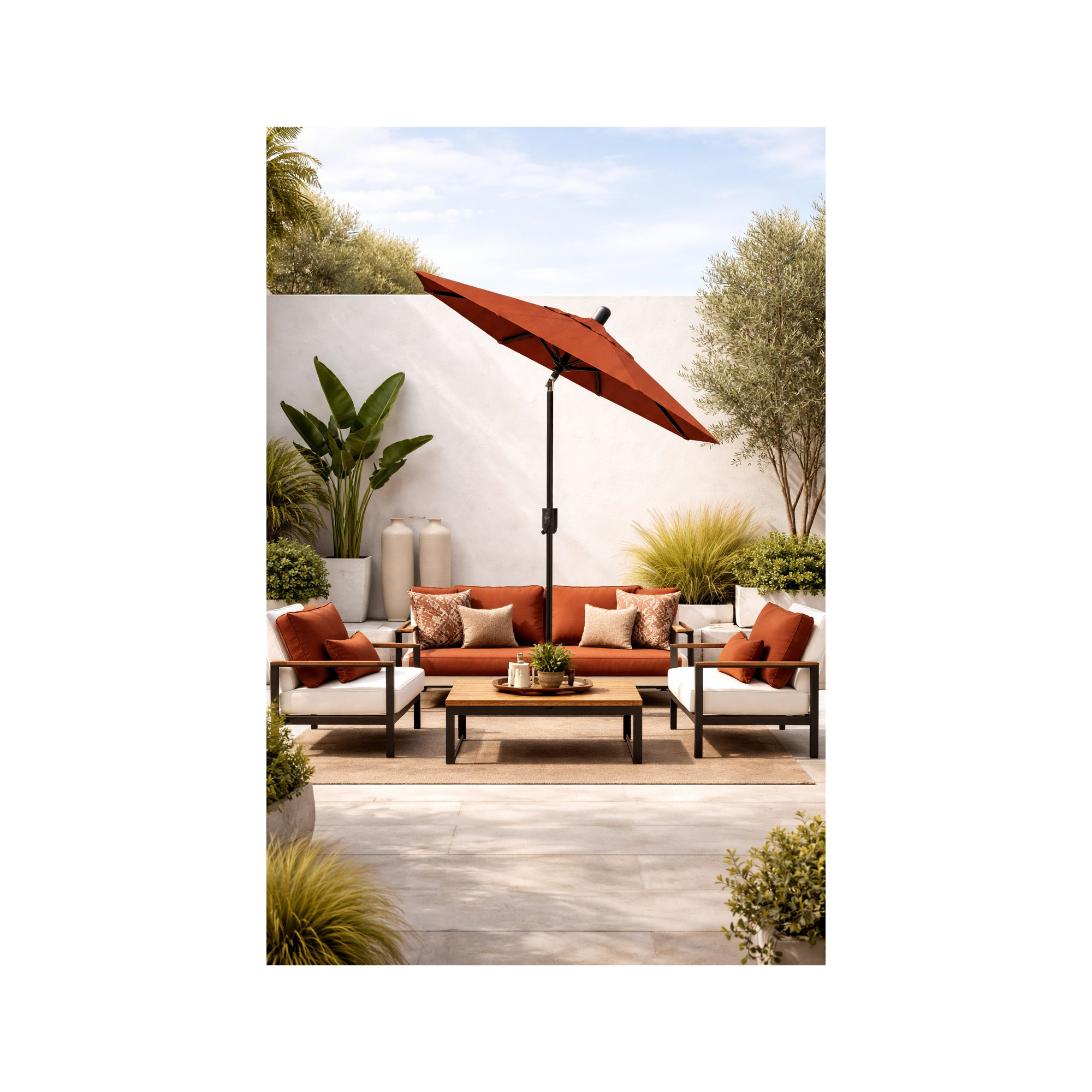 Natalie 74.5'' Outdoor Umbrella, Antique Bronze, Canvas Terracotta