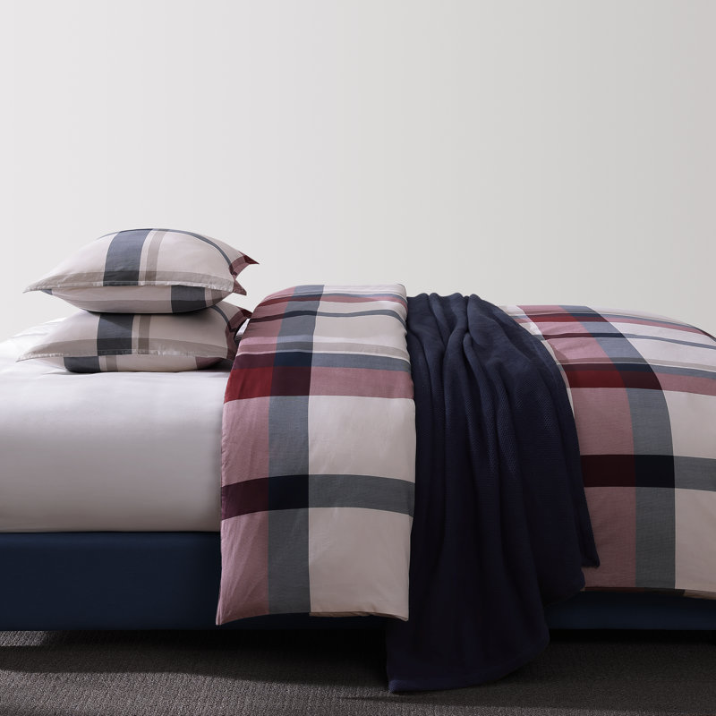 Ensemble d'édredon réversible en coton Tommy Hilfiger, Édredon pour grand lit + 2 taies décoratives