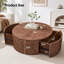Table basse rotative en bois avec 2 tiroirs Burl