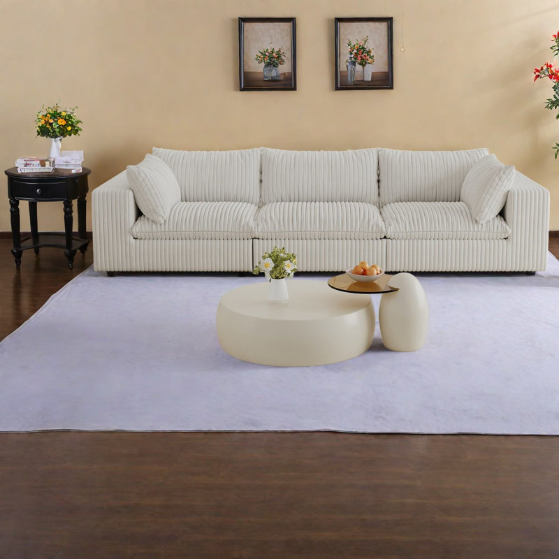 Canapés Compression Cloud, 118 pouces en velours côtelé moderne 3 places pour la maison