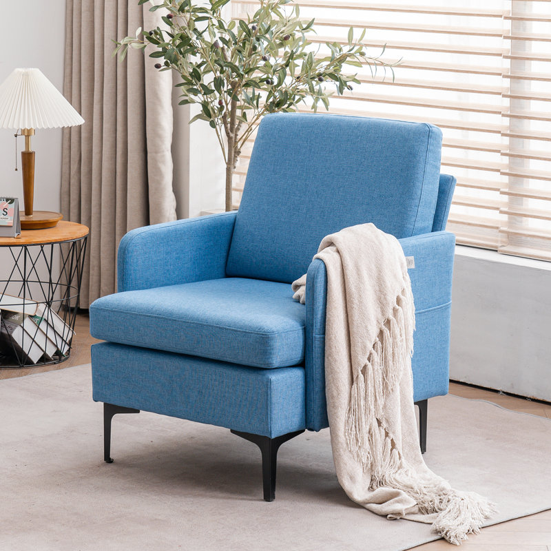 Upholstered Accent Chair, Blue Linen