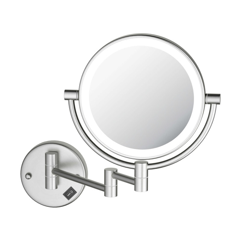 Miroir mural rond en métal, Nickel brossé