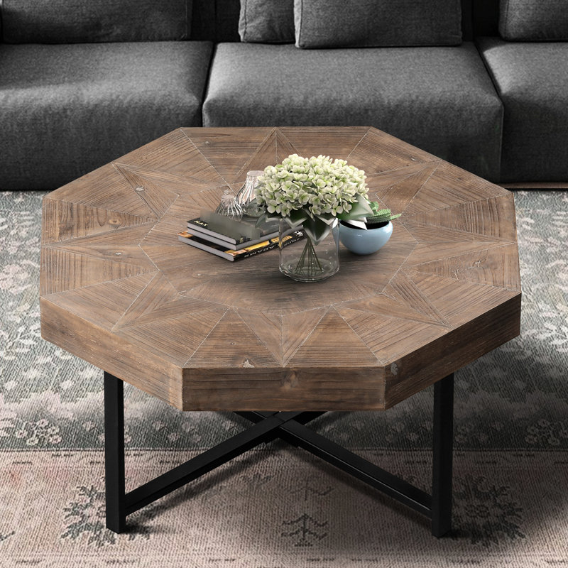 Table basse vintage rétro avec pieds en métal, Marron antique
