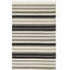 Tapis rayé en laine / coton tissé à la main en noir / ivoire Liara-23025235