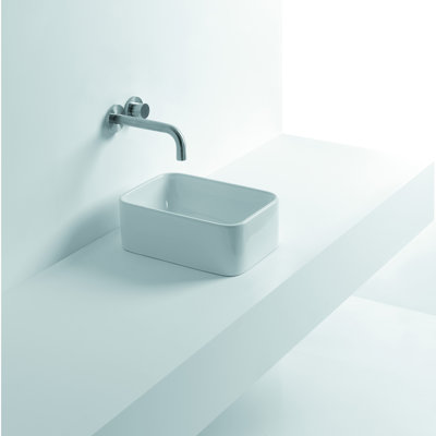 WS Bath Collections Normal 14.2'' White Ceramic Rectangular Bathroom Sink with Overflow