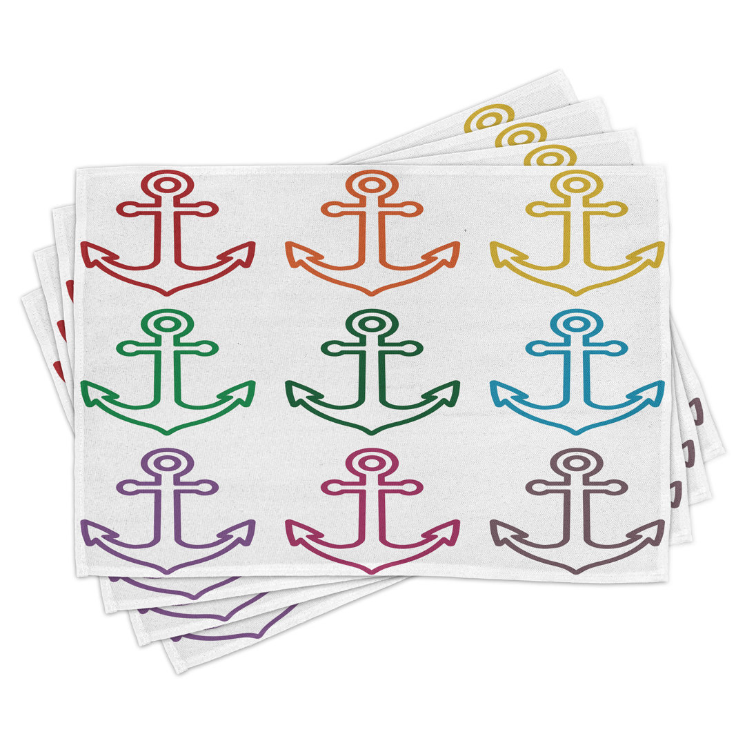 Platzdeckchen 4er Set, Anker Segeln Crusie, Multicolor