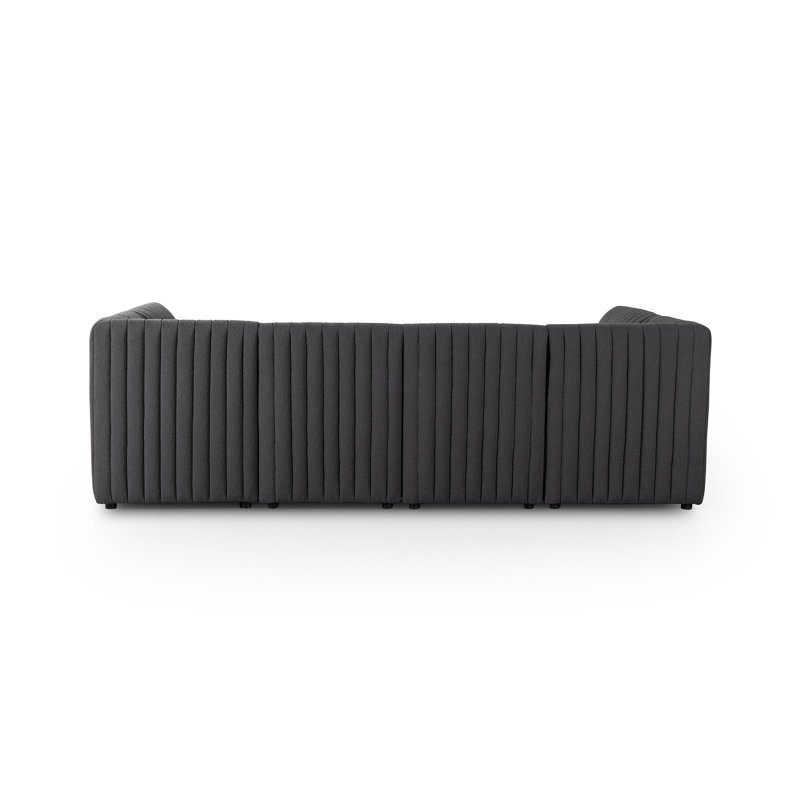 Grayson 106" Wide Symmetrical Modular Corner Sectional, 31.5" H X 106" W x 66.5" D, Fiqa Charcoal Boucle