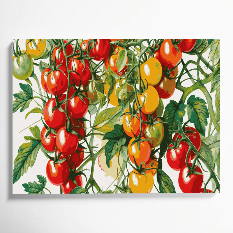 Art mural sur toile, légumes et tomates cerise, H 11 po x l 14 po