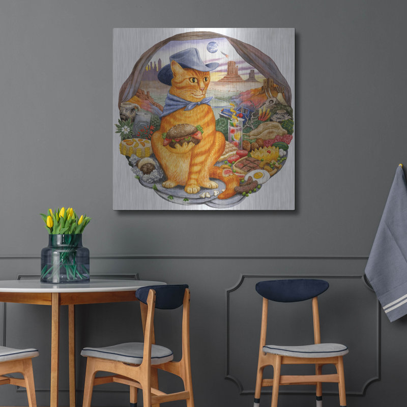  «Nevada Cat» par Gale Pitt, art mural en métal, 36 po x 36 po, H 36 po x l 36 po