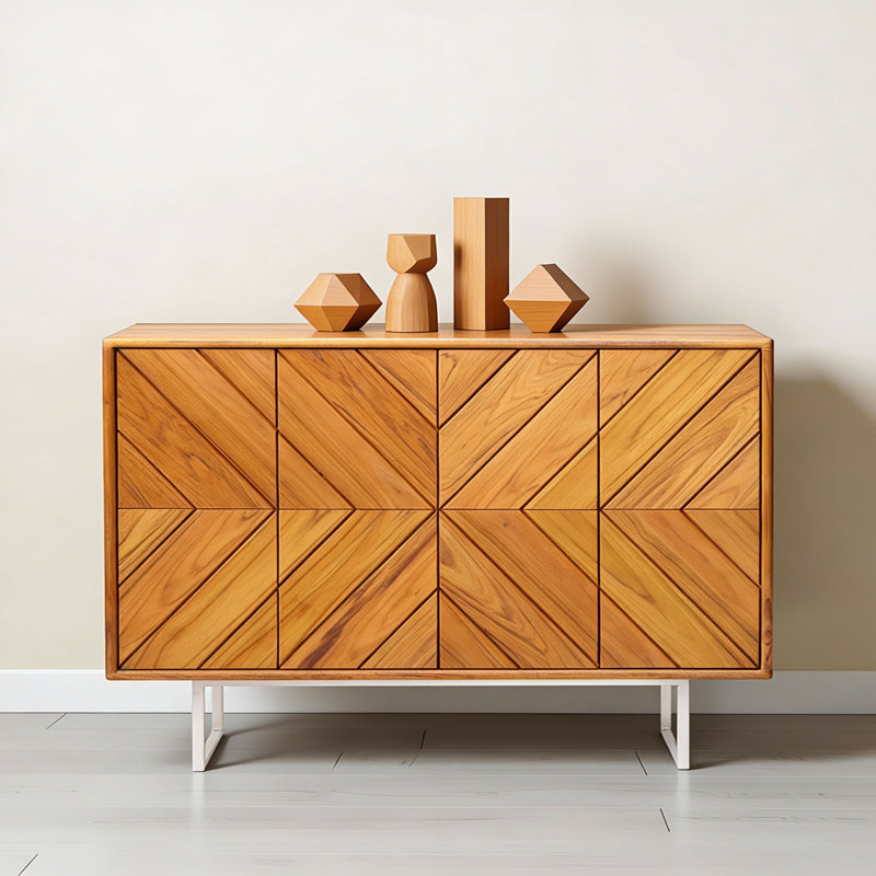 Buffet simple en bois massif avec rangement, H 36,22 po x l 62,99 po x P 15,74 po