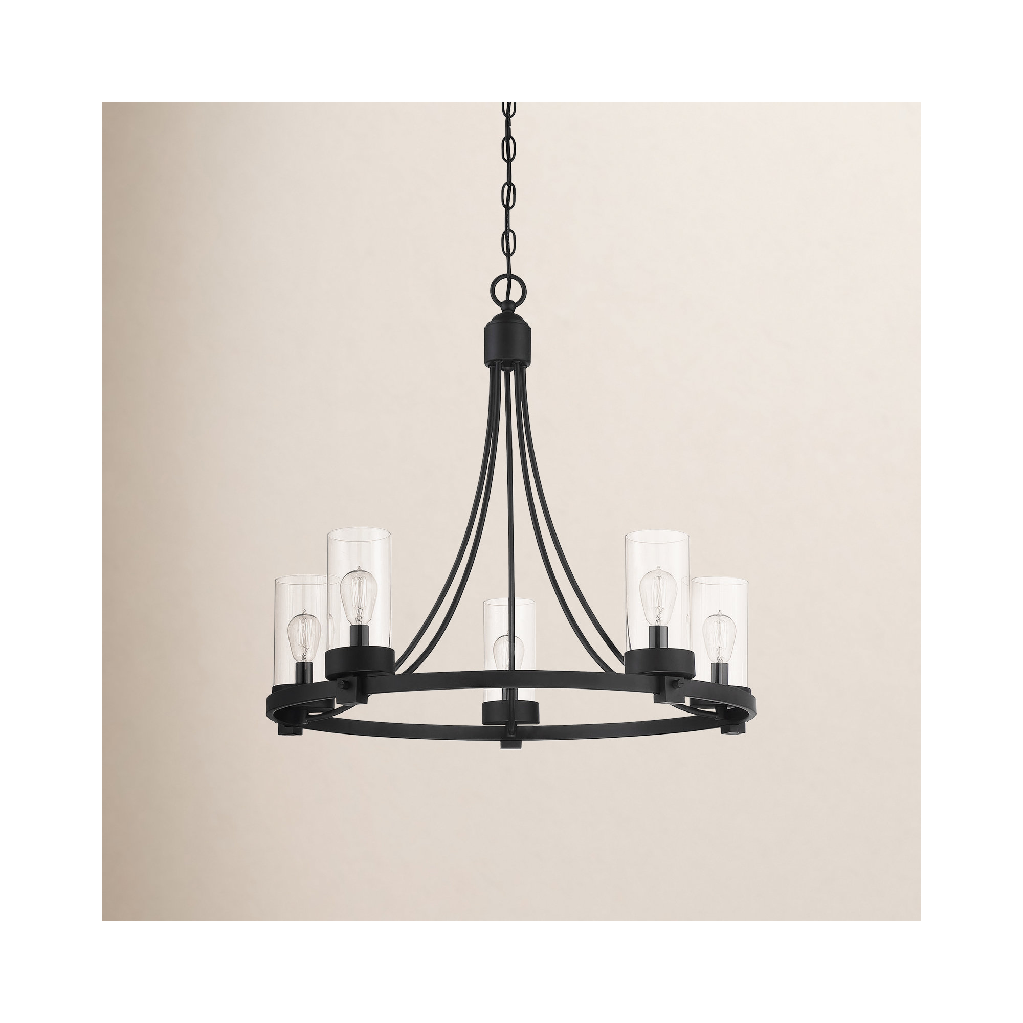 Laurie 5 - Light Metal Dimmable Chandelier, Matte Black