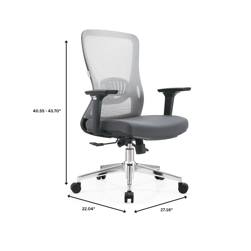 Chaise de bureau ergonomique avec appui-tête Mithu, Gris