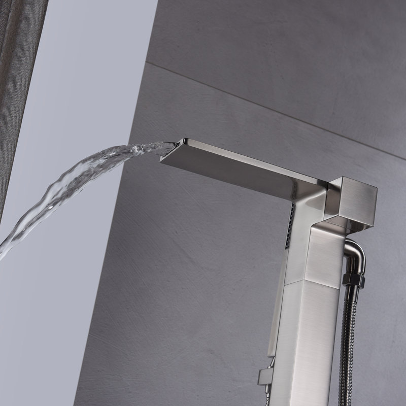 Robinet de baignoire romaine fixé au sol, Nickel brossé