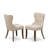 5-Pc Kitchen Table Set Includes a Pedestal Dinner Table and 4 Light Tan Linen Fabric Dining Chairs with Button Tufted- Antique Walnut-782292587-794752263