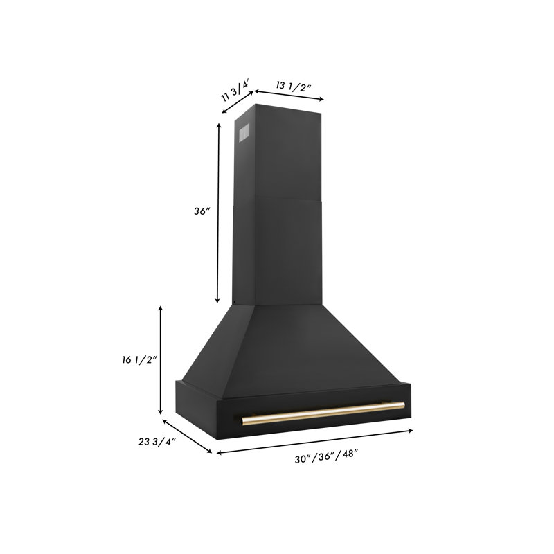 30" Autograph Edition 400 CFM Convertible Wall Mount Range Hood, Black/Polished Gold