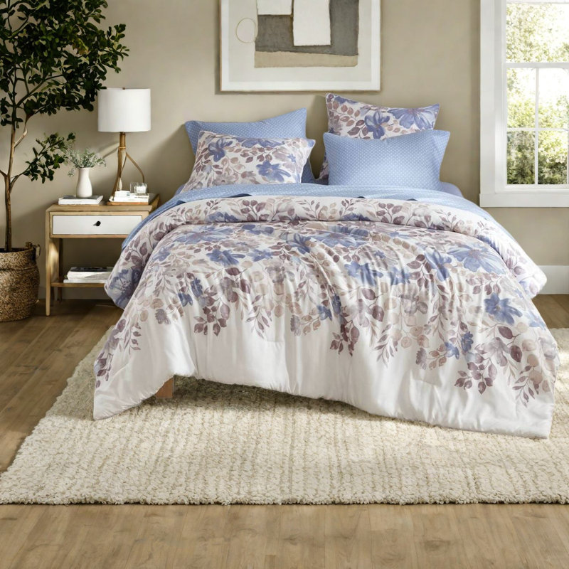Comfortable Blue Bedding Sets, Polyester, Floral Design For Home