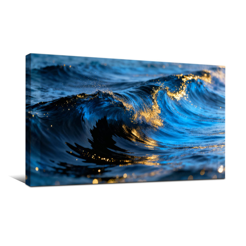 Nautique et plage, océan, vague, coucher de soleil, réflexion, étincelle, eau bleue, H 28 po x l 58 po