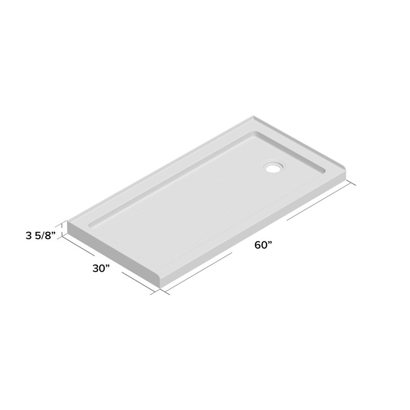 Base de douche simple l 60 po x P 30 po, Gauche