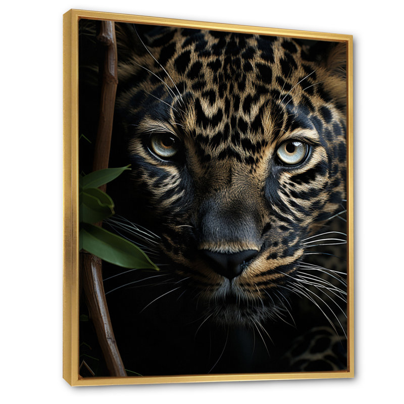 «Knoa Cheetah Portrait Silent Stalk I», art mural sur toile léopard, H 32 po x l 16 po, Cadre flottant doré