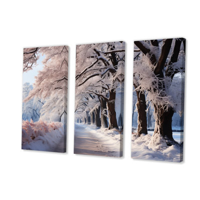 «Winter Frosty Forest III», reproduction sur toile 3 pièces