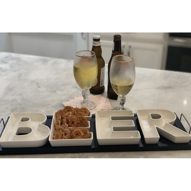 Red Vanilla Beer Divided 5 Piece Serving Tray Set
