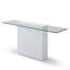 Console moderne en verre trempé blanc avec base sculptée en 3D - 160 cm de large