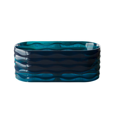 62"W x 27"D Freestanding Soaking Pure Resin Bathtub With Pop-Up Drain,Flowing Blue
