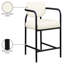 Tabouret de comptoir rembourré en cuir crème Serava-129631228