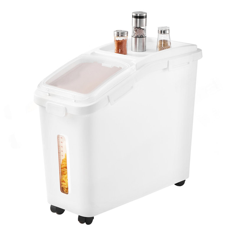 Ingredient Storage Bin, 11.4 Gallon Capacity Shelf Ingredient Bin, 280 Cup Flour Bins On Wheels Commercial Prosave Shelf-Storage Ingredient Bin With Lid And Scoop Rice Bin For Kitchen White
