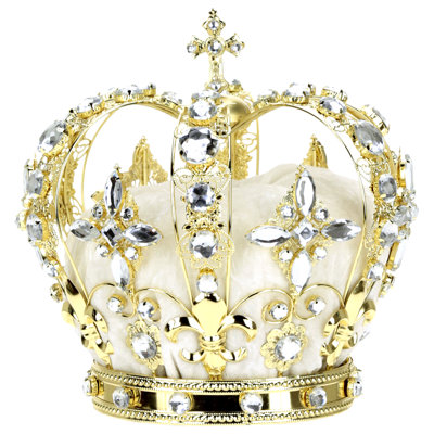 Jeweled King Crown, Red/Silver - 8.5 Inches